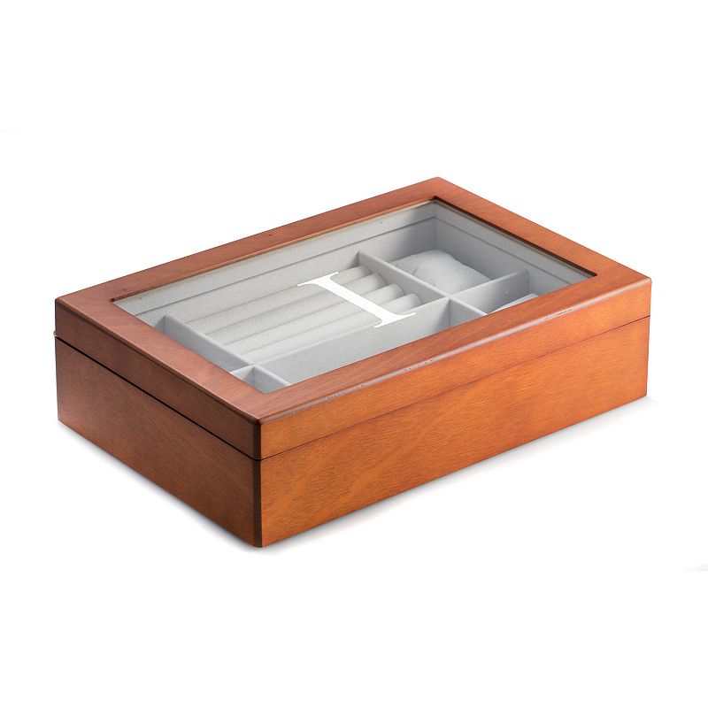 Charlotte Monogrammed Wood Jewelry Box, Women's, I