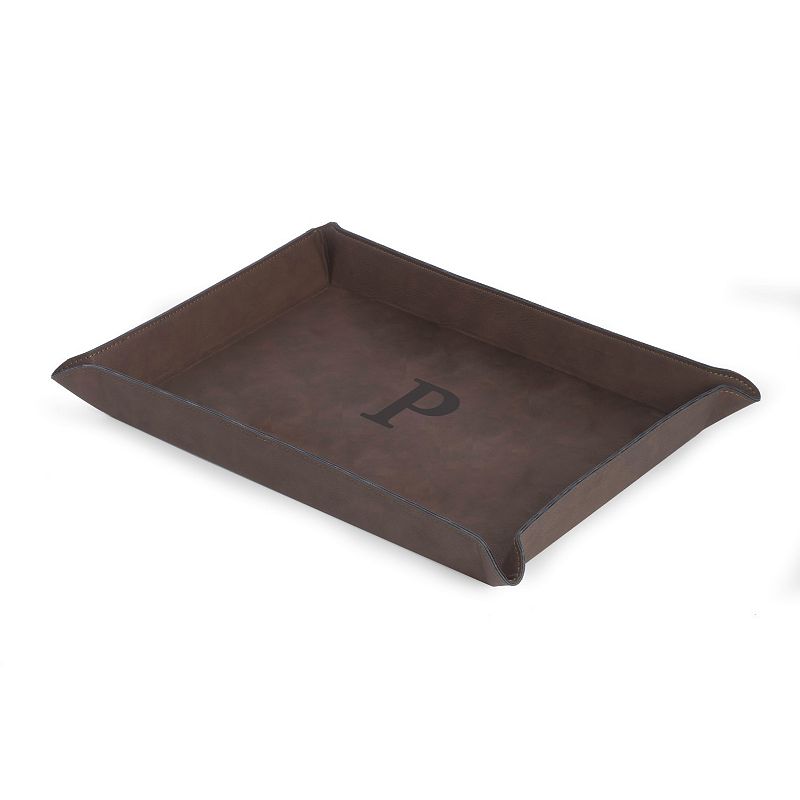 Initial Monogrammed Brown Valet Tray, Adult Unisex