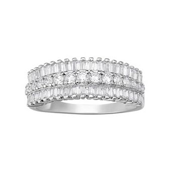 PRIMROSE Sterling Silver Cubic Zirconia Triple Row Ring