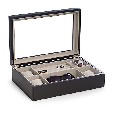Charlotte Monogrammed Black Wood Jewelry Box