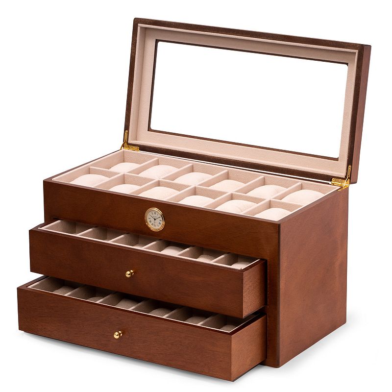 All In Time Thirty-Six Segment Watch Box, Red Wood