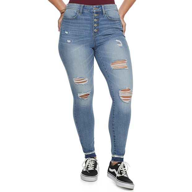 Juniors' SO® Ripped High-Waisted Ankle Jeggings