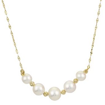 PearLustre by Imperial 14Kt Gold Freshwater Cultured Pearl & Brilliance Bead Necklace