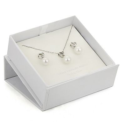 PearLustre by Imperial Sterling Silver Cultured Pearl Heart Pendant & Earring Set