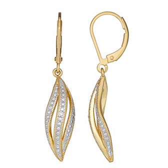 Classic Treasures 18K Gold over Sterling Silver Diamond Accent Drop Earrings
