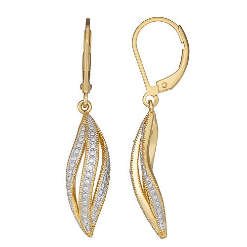 18K Gold over Sterling Silver Diamond Accent Drop Earrings