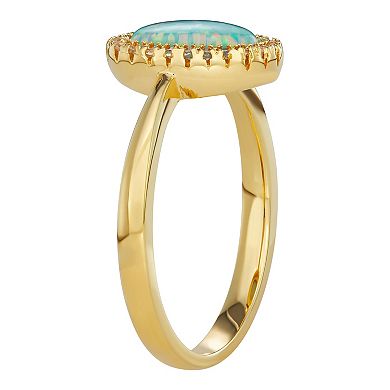 Classic Treasures 18K Gold over Sterling Silver Lab-Created Opal & White Sapphire Ring