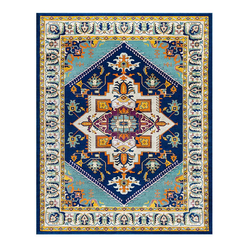 KHL Rugs Gaya Oriental Indoor Area Rug, Blue, 5X7 Ft