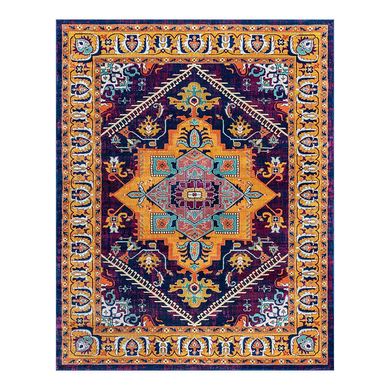 KHL Rugs Gaya Oriental Indoor Area Rug, Yellow, 5X7 Ft