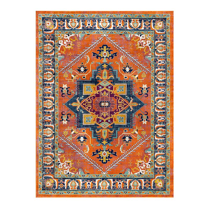 KHL Rugs Gaya Oriental Indoor Area Rug, Orange, 5X7 Ft