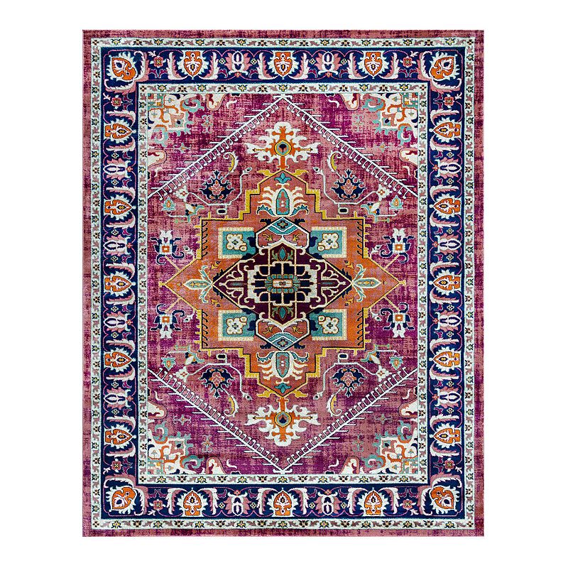 KHL Rugs Gaya Oriental Indoor Area Rug, Purple, 5X7 Ft