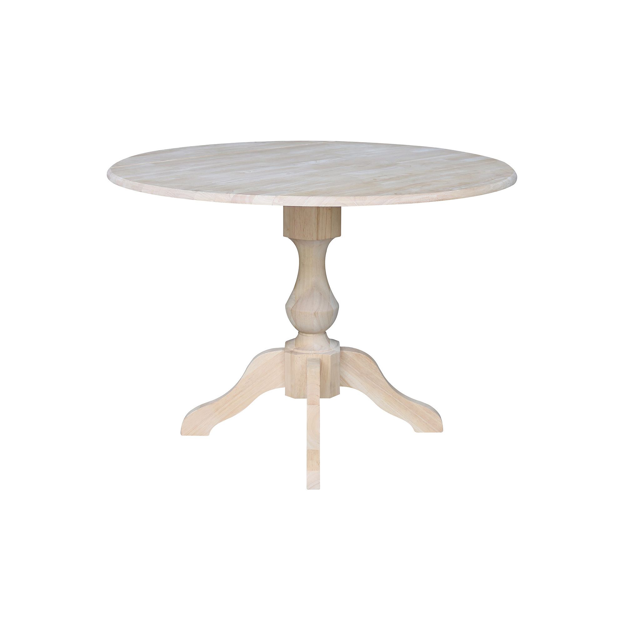 International Concepts Unfinished Wood Round Drop Leaf Pedestal Table