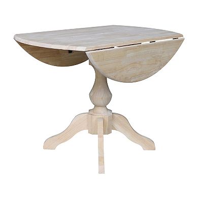 International Concepts Round Drop Leaf Pedestal Table