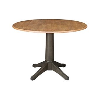 International Concepts 30.3 Solid Parawood Round Dual Drop Leaf Pedestal Table