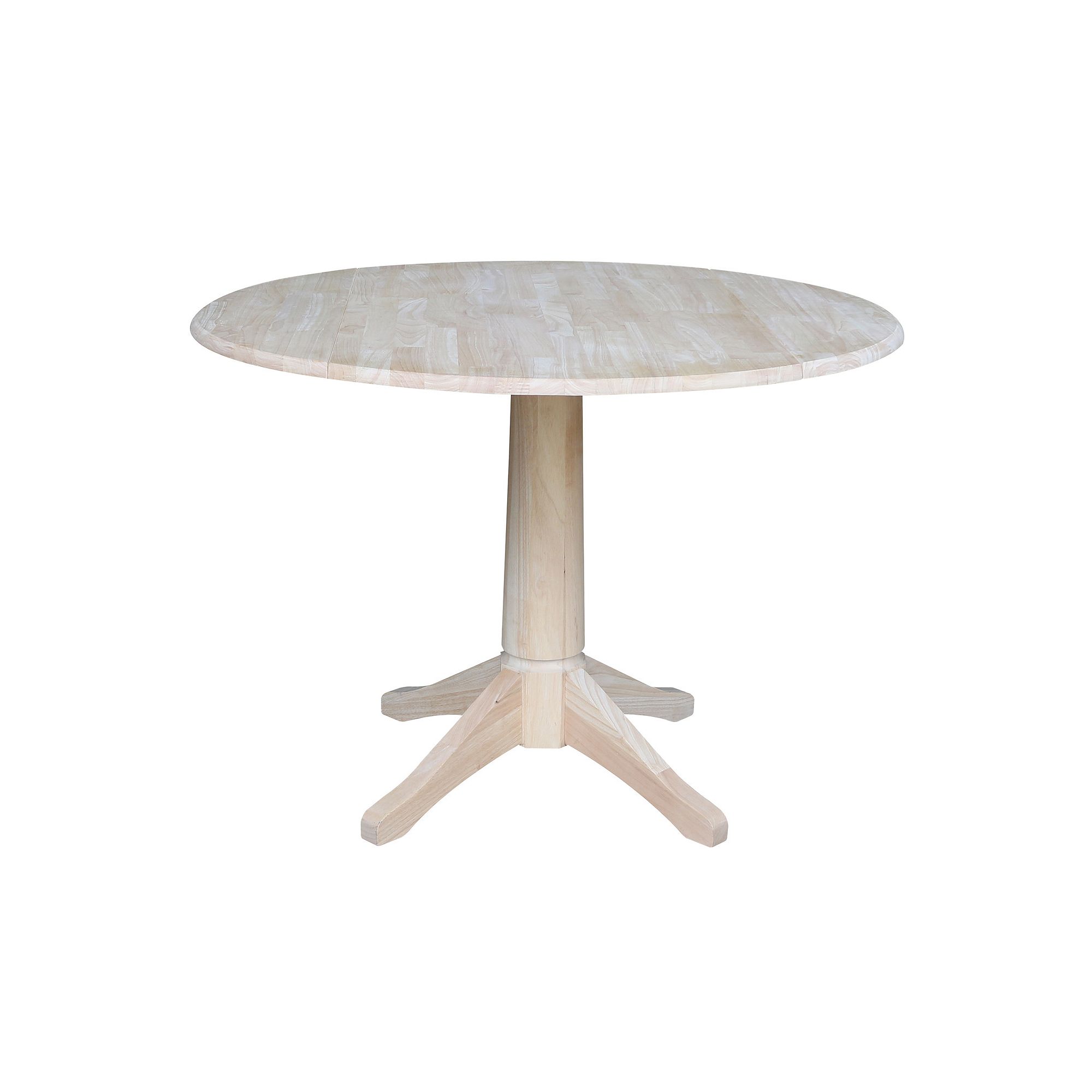 International Concepts 30.3 Solid Parawood Round Dual Drop Leaf Pedestal Ta