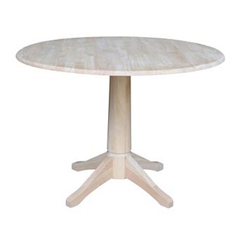 International Concepts 30.3 Solid Parawood Round Dual Drop Leaf Pedestal Table