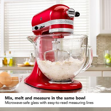 KitchenAid® 5 Quart Glass with Measurement Markings & Lid - KSM5GB