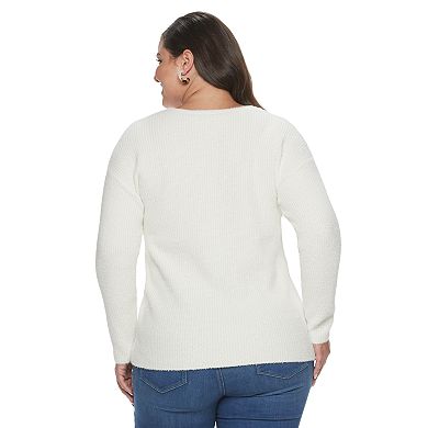 Plus Size EVRI Long Sleeve Pull Over Sweater
