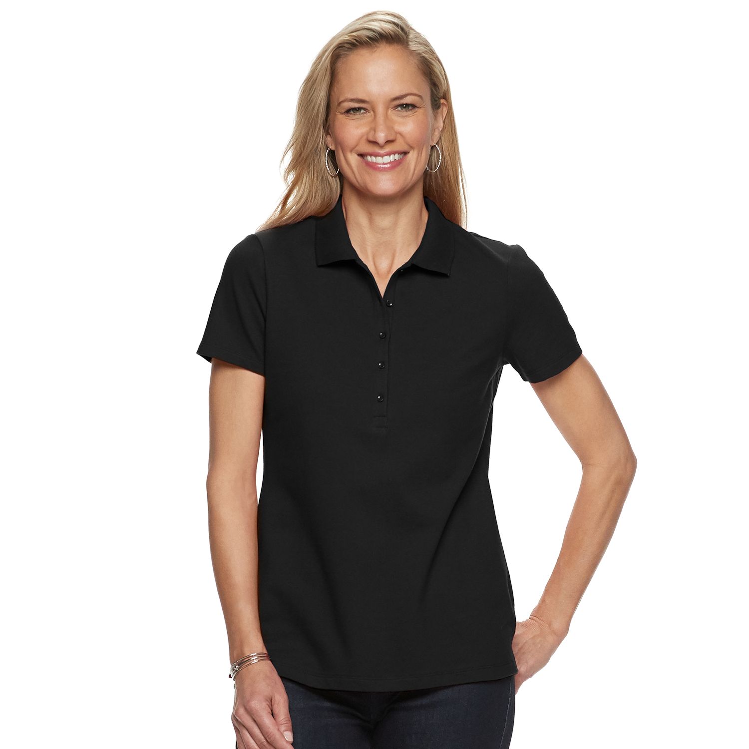 female black polo shirt