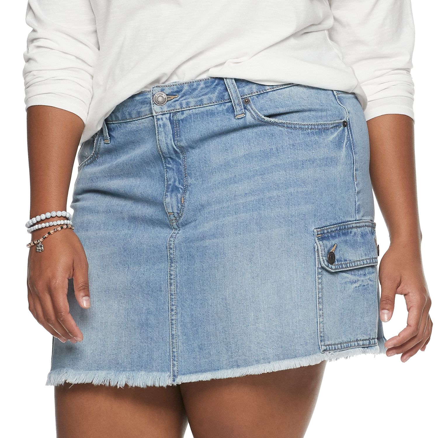 cargo denim skirt