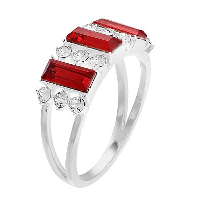 Brilliance Silver Plated Triple Baguette Crystal Ring