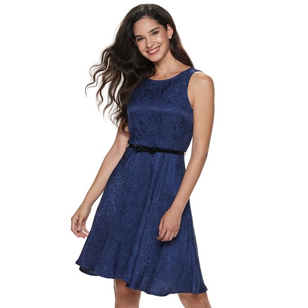 Women's ELLE™ Pleat Neck Fit & Flare Dress