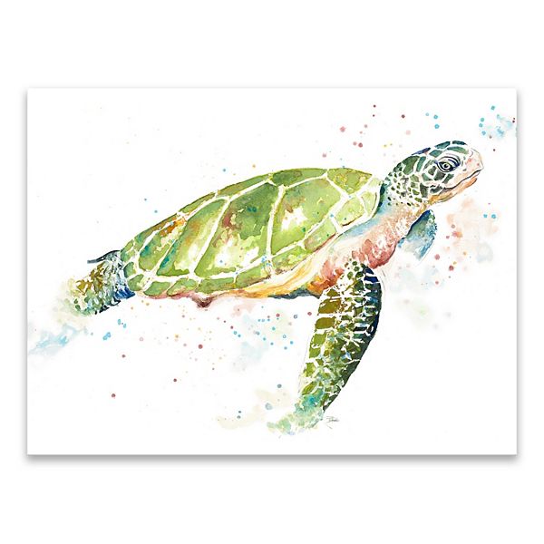 Artissimo Green Turtle Canvas Wall Art