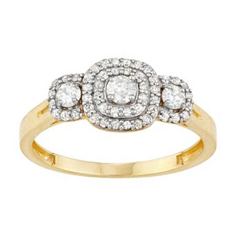 Tiara 10k Gold 1/2 Carat TW Diamond Halo Ring