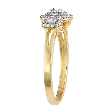 10k Gold 1/2 Carat TW Diamond Halo Ring