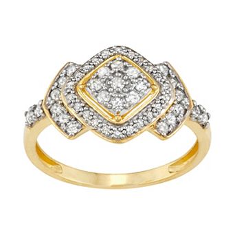 Tiara 10k Gold 1/2 Carat TW Diamond Halo Ring