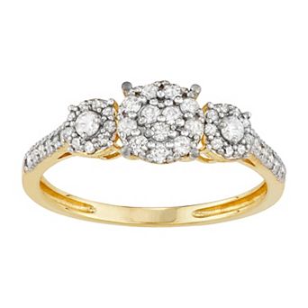 Tiara 10k Gold 2/5 Carat TW Diamond Cluster Ring