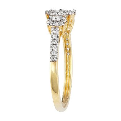 10k Gold 2/5 Carat TW Diamond Cluster Ring
