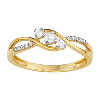 Tiara 10k Gold 1/5 Carat TW Diamond Twist Ring
