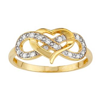 Tiara 10k Gold 1/7 Carat TW Diamond Heart Infinity Ring