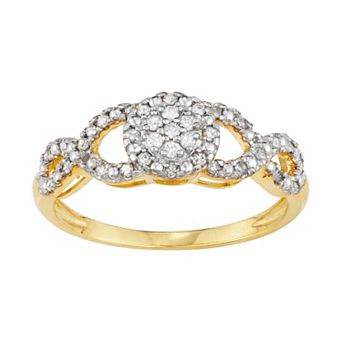 Tiara 10k Gold 1/5 Carat TW Diamond Cluster Ring