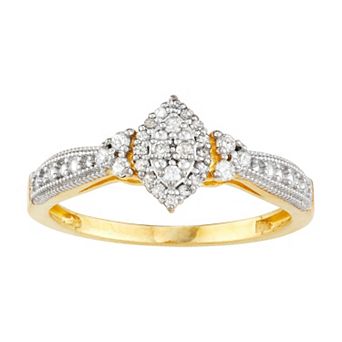 Tiara 10k Gold 1/5 Carat TW Diamond Marquise Ring