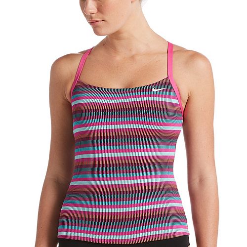 Women's Nike Textured Stripe Racerback Tankini Top
