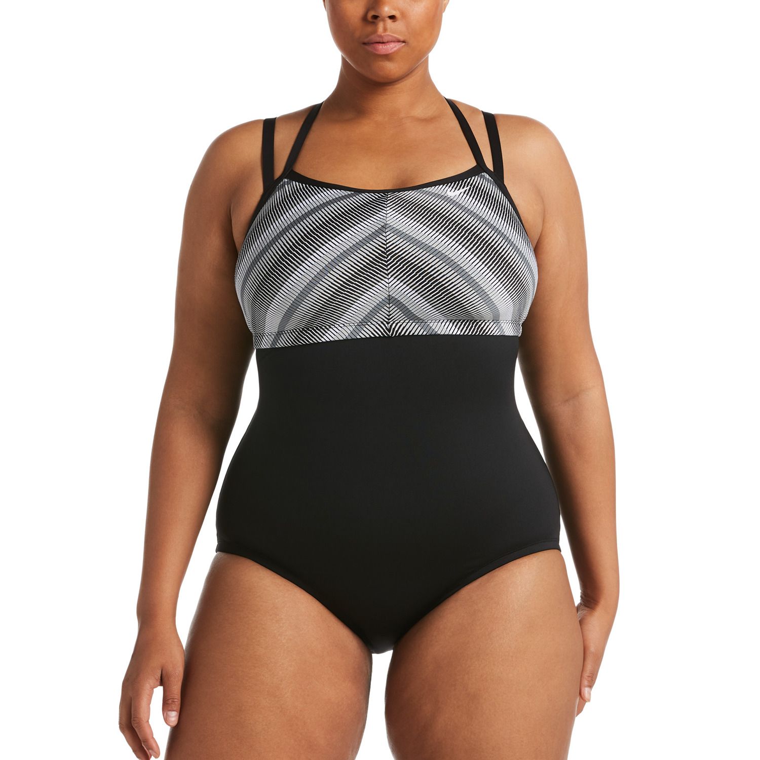 striped one piece swimsuit plus size