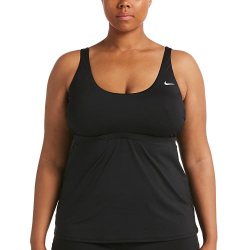 plus size nike striped racerback tankini top
