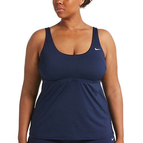 plus size nike striped racerback tankini top