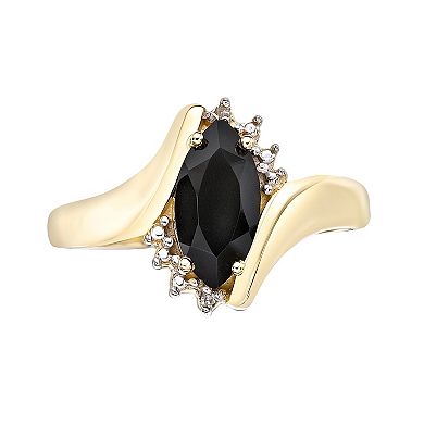 Gemminded 10k Gold Onyx & Diamond Accent Bypass Ring