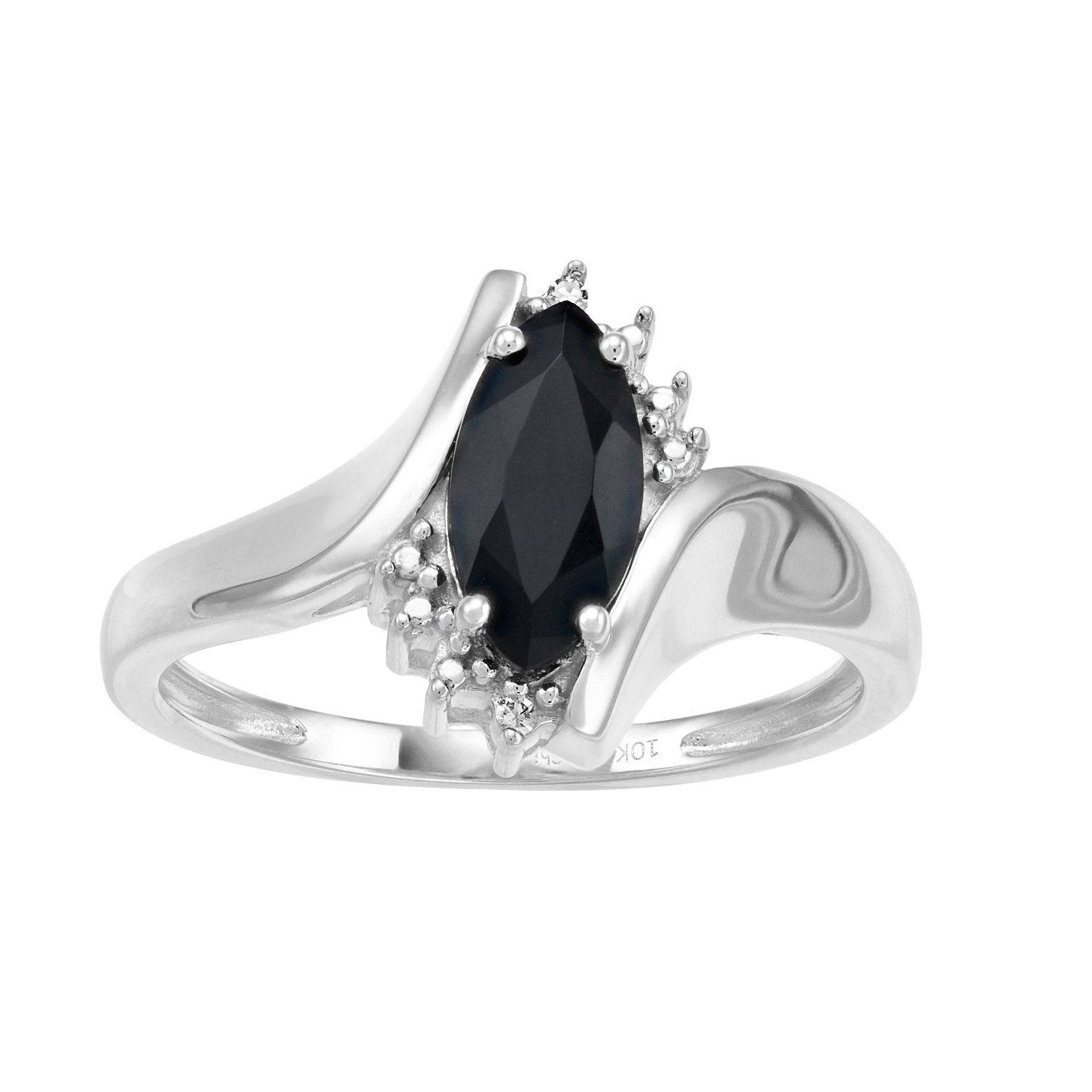 10k Gold Onyx Diamond Accent Bypass Ring