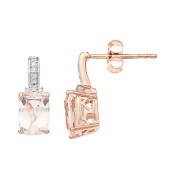Gemminded 10k Rose Gold Morganite & Diamond Accent Earrings