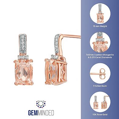 Gemminded 10k Rose Gold Morganite & Diamond Accent Earrings