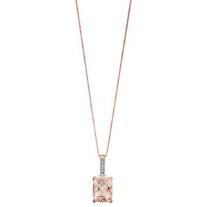 Gin & Grace 10K Rose Gold Morganite & Diamond Pendant Necklace For Women | Trillion Cut Genuine Gemstone Gift