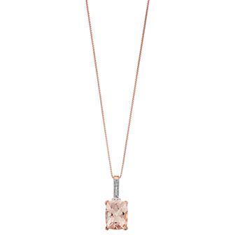 Gemminded 10k Rose Gold Morganite & Diamond Accent Pendant Necklace