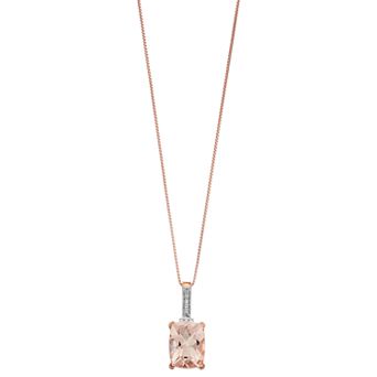 Gemminded 10k Rose Gold Morganite & Diamond Accent Pendant Necklace