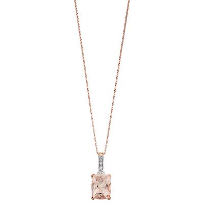 10k Solid rose gold cheapest morganite necklace