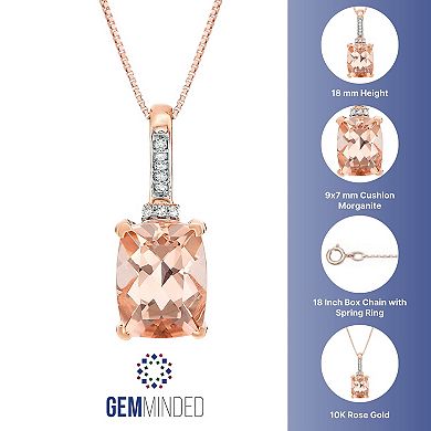 Gemminded 10k Rose Gold Morganite & Diamond Accent Pendant Necklace