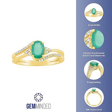 Gemminded 10k Gold Emerald & 1/8 Carat T.W. Diamond Ring